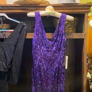 NWT Adrianna Papell Evening Purple Sequins Size 4 Column Gown. Prom Black Tie